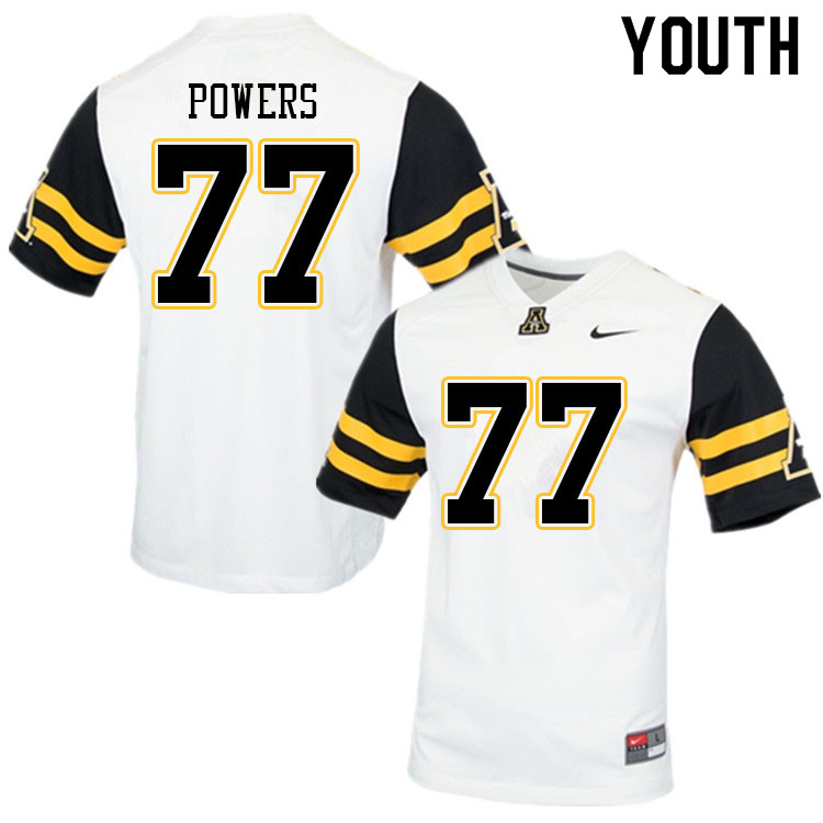 Youth #77 Colston Powers Appalachian State Mountaineers College Football Jerseys Sale-White